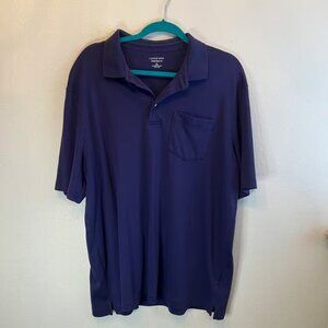 Lands End Mens XL Traditional Fit Purple Short Sleeve Polo Shirt 100% Cotton